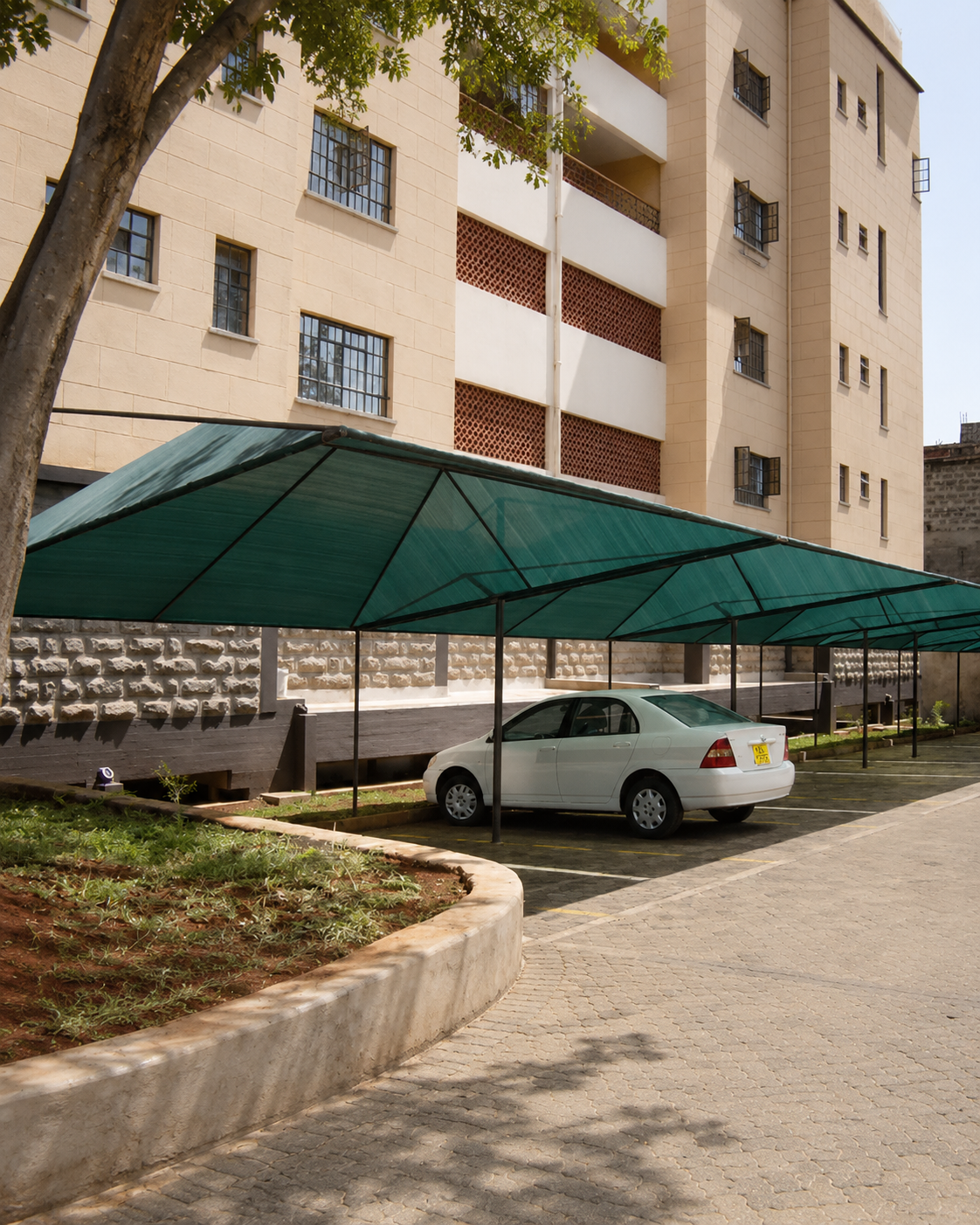 Custom car park shade at a residential property